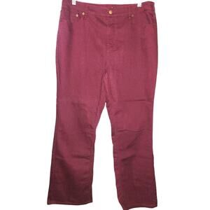 Liz Claiborne Hepburn Women's Burgundy Cotton Stretch Straight Leg Jeans Plus 16
